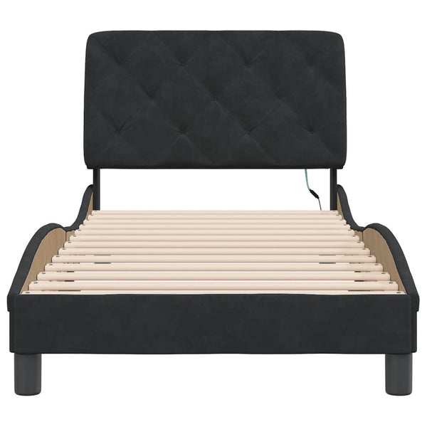 vidaXL Cadre de lit avec LED sans matelas Noir 80x200 cm Velours