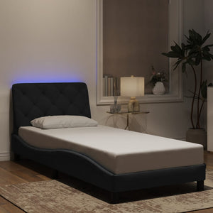 vidaXL Cadre de lit avec LED sans matelas Noir 80x200 cm Velours