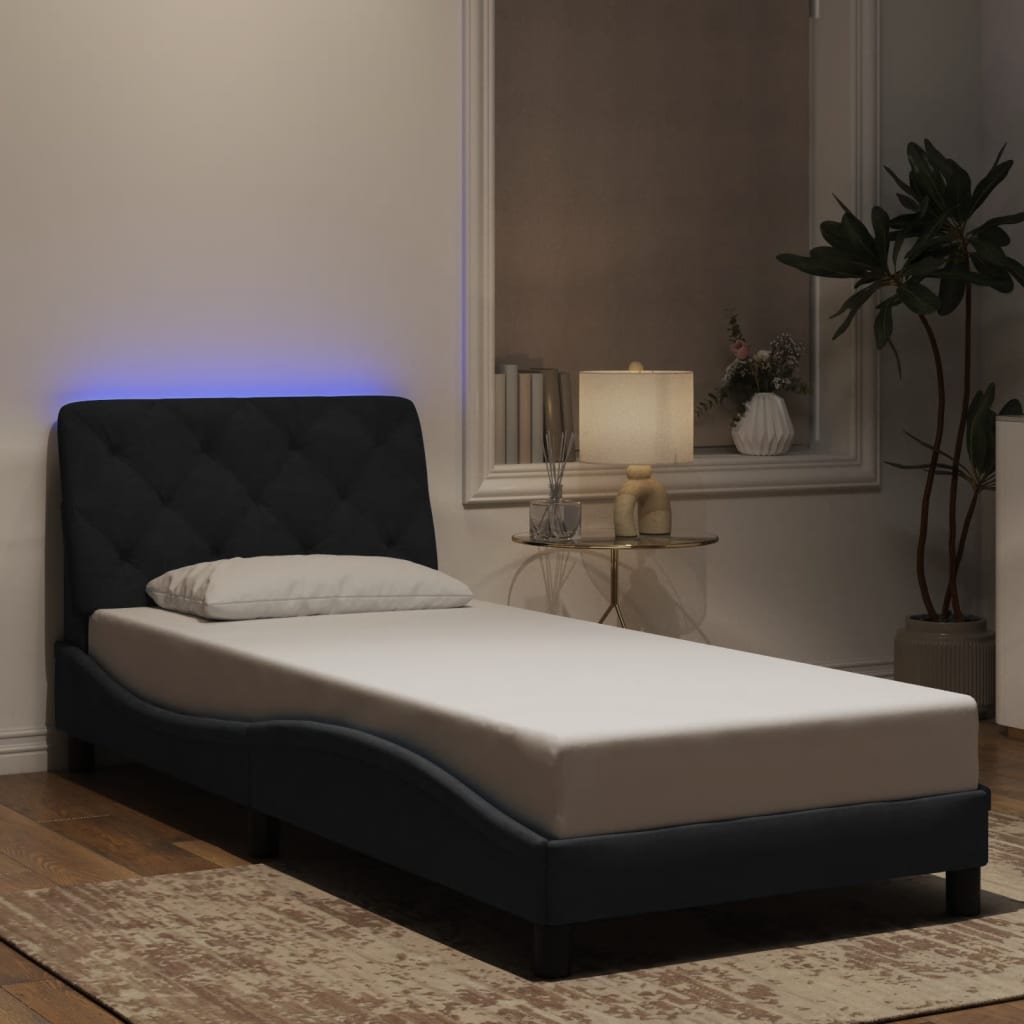 vidaXL Cadre de lit avec LED sans matelas Noir 80x200 cm Velours