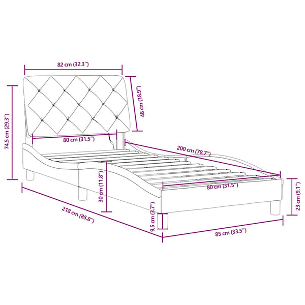 Bettgestell mit LED Dunkelgrün 80x200 cm