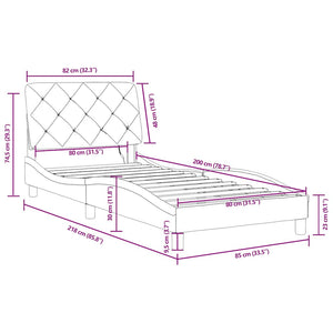 Bettgestell mit LED Blau 80x200 cm Samt