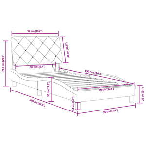 vidaXL Cadre de lit avec LED sans matelas Gris clair 90x190 cm Velours