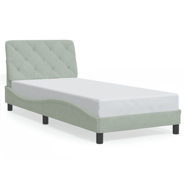 vidaXL Cadre de lit avec LED sans matelas Gris clair 90x190 cm Velours