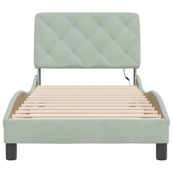 vidaXL Cadre de lit avec LED sans matelas Gris clair 90x190 cm Velours