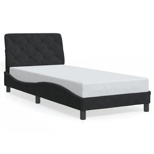 Bettgestell Schwarz 90x190 cm mit LED Samt