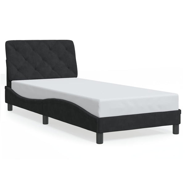 Bettgestell Schwarz 90x190 cm mit LED Samt