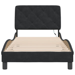 Bettgestell Schwarz 90x190 cm mit LED Samt