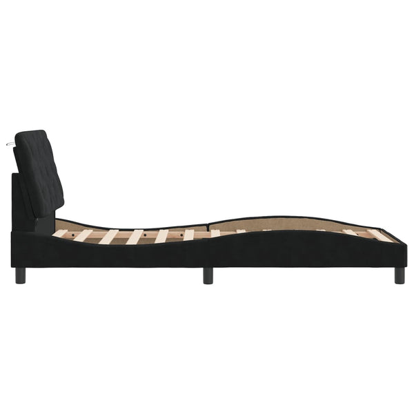 Bettgestell Schwarz 90x190 cm mit LED Samt