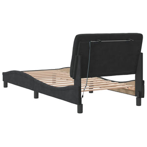 Bettgestell Schwarz 90x190 cm mit LED Samt