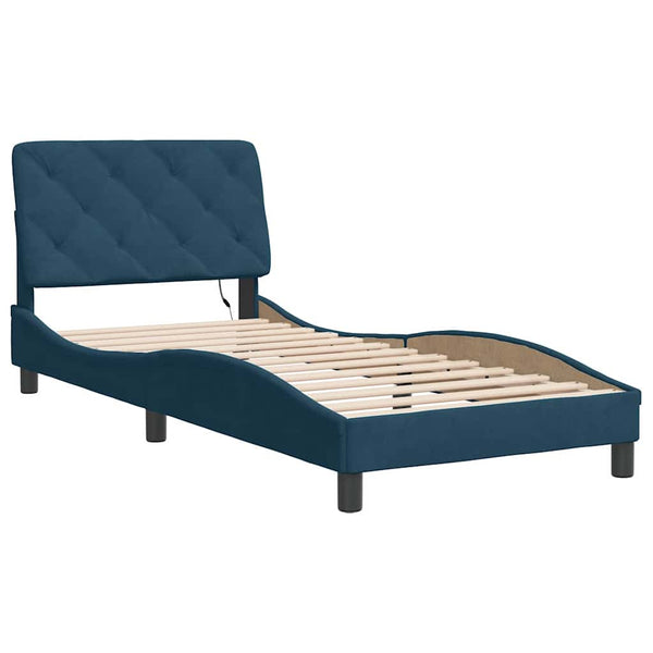 Bettgestell mit LED Blau Samt 90x190 cm