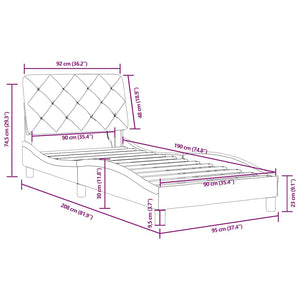 Bettgestell mit LED Blau Samt 90x190 cm