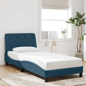 Bettgestell mit LED Blau Samt 90x190 cm