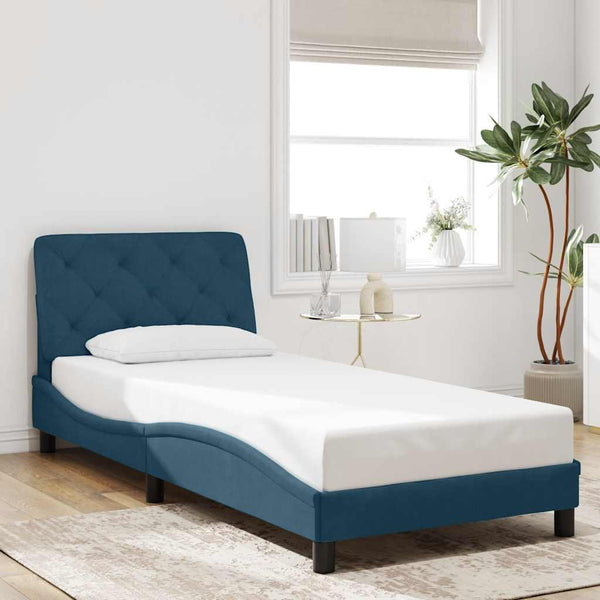 Bettgestell mit LED Blau Samt 90x190 cm