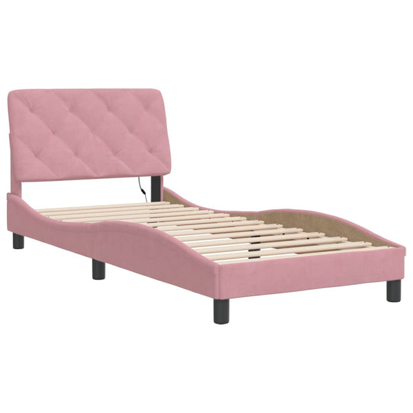 Bettgestell Rosa mit LED 90x190 cm Samt