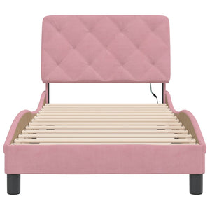 Bettgestell Rosa mit LED 90x190 cm Samt