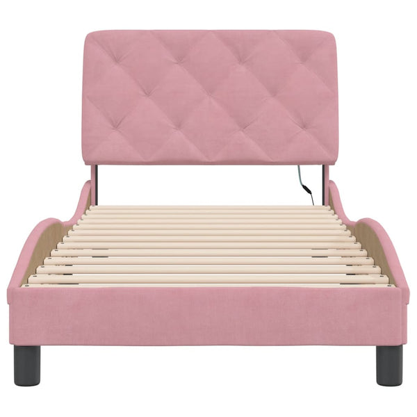 Bettgestell Rosa mit LED 90x190 cm Samt