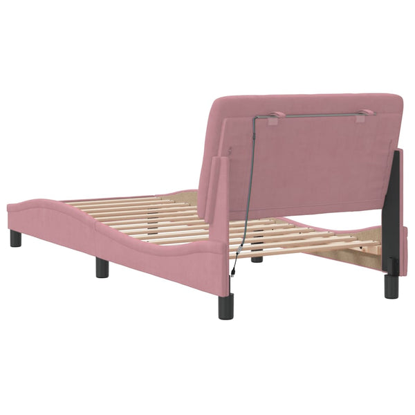 Bettgestell Rosa mit LED 90x190 cm Samt