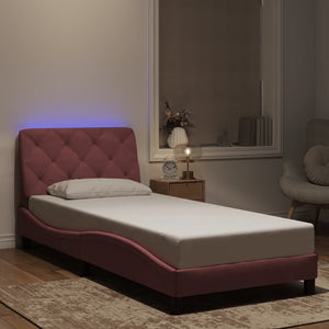 Bettgestell Rosa mit LED 90x190 cm Samt