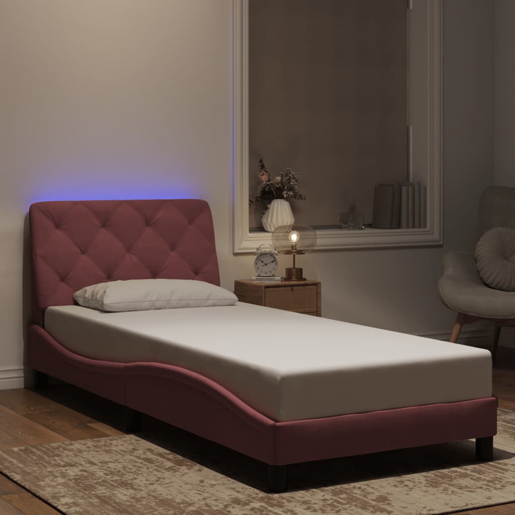 Bettgestell Rosa mit LED 90x190 cm Samt