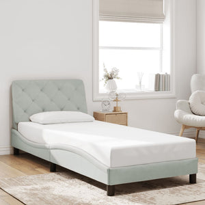vidaXL Cadre de lit avec LED sans matelas Gris clair 90x200 cm Velours