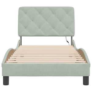 vidaXL Cadre de lit avec LED sans matelas Gris clair 90x200 cm Velours