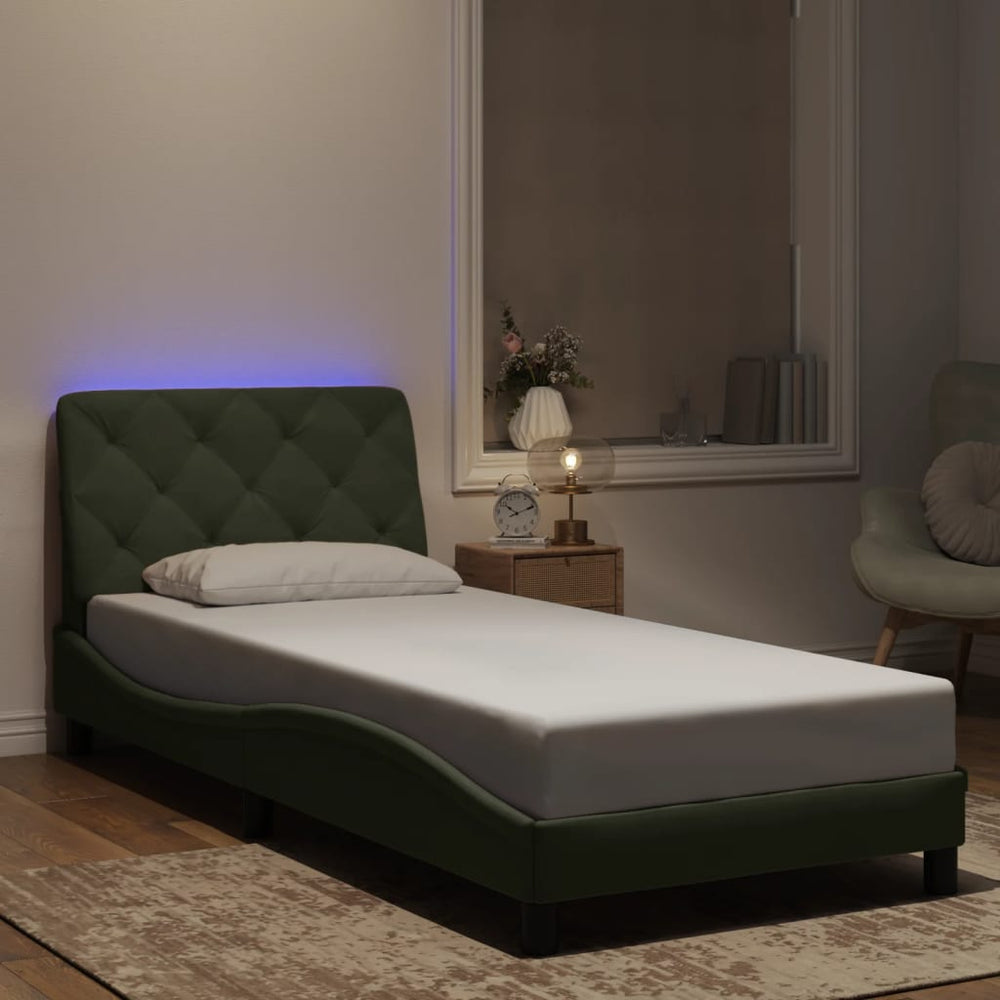 vidaXL Cadre de lit avec LED sans matelas Gris clair 90x200 cm Velours