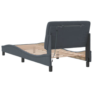 Bettgestell mit LED Dunkelgrau 90x200 cm