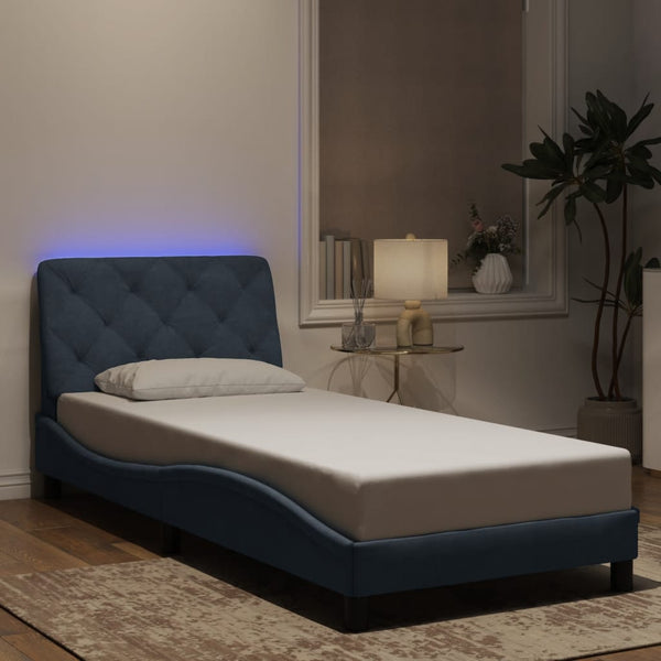 Bettgestell mit LED Dunkelgrau 90x200 cm