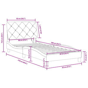 Bettgestell mit LED Schwarz Samt 90x200 cm