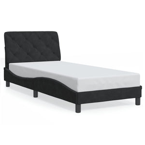 Bettgestell mit LED Schwarz Samt 90x200 cm