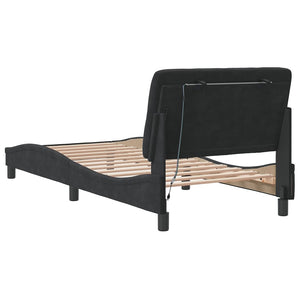 Bettgestell mit LED Schwarz Samt 90x200 cm