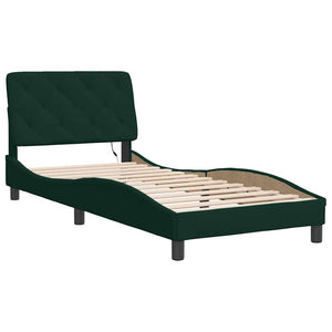 vidaXL Cadre de lit avec LED sans matelas vert foncé 90x200 cm Velours