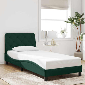 vidaXL Cadre de lit avec LED sans matelas vert foncé 90x200 cm Velours