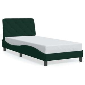 vidaXL Cadre de lit avec LED sans matelas vert foncé 90x200 cm Velours