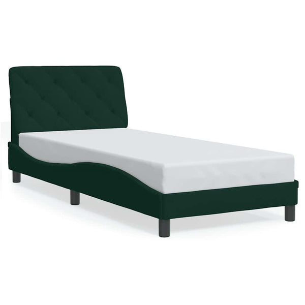 vidaXL Cadre de lit avec LED sans matelas vert foncé 90x200 cm Velours