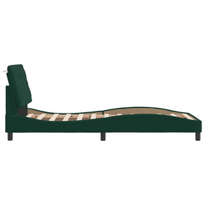 vidaXL Cadre de lit avec LED sans matelas vert foncé 90x200 cm Velours