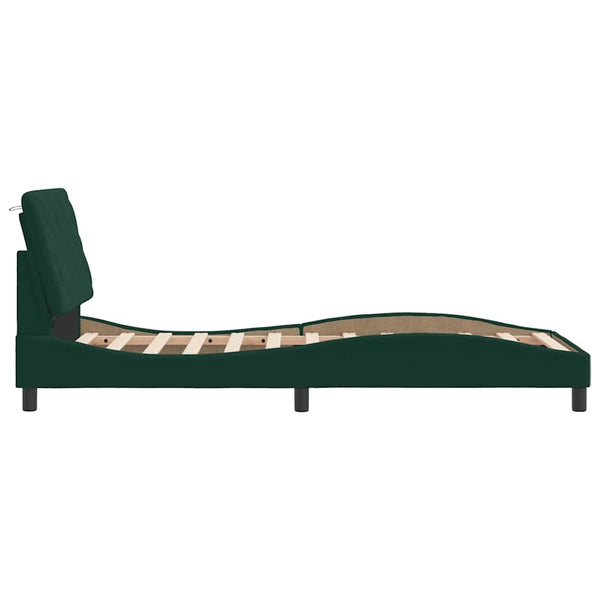 vidaXL Cadre de lit avec LED sans matelas vert foncé 90x200 cm Velours