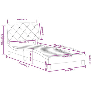Bettgestell mit LED Blau 90x200 cm Samt