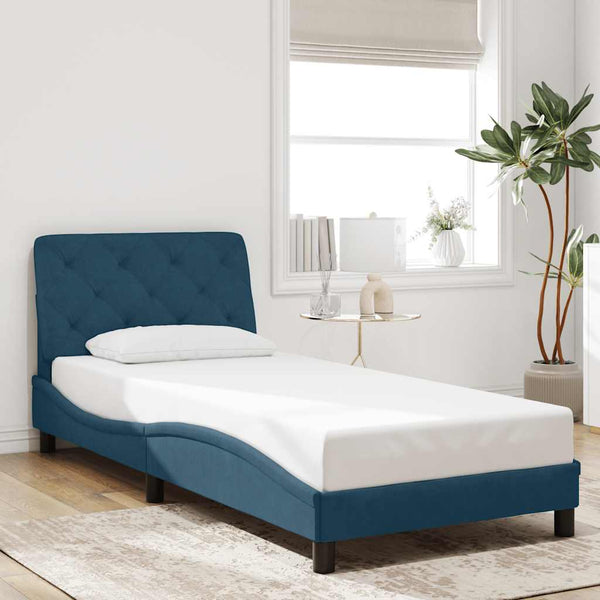 Bettgestell mit LED Blau 90x200 cm Samt