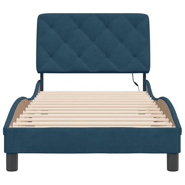 Bettgestell mit LED Blau 90x200 cm Samt