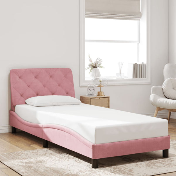 Bettgestell Rosa mit LED 90x200 cm Samt