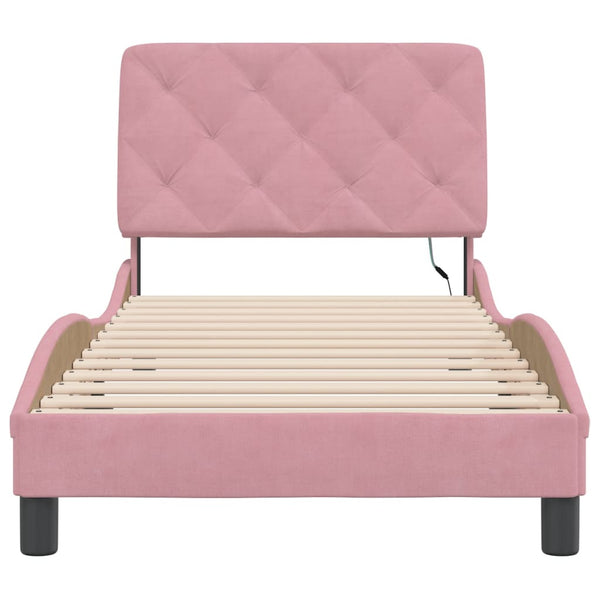 Bettgestell Rosa mit LED 90x200 cm Samt