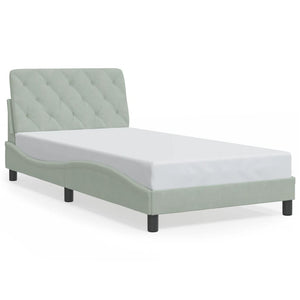 vidaXL Cadre de lit avec LED sans matelas Gris clair 100x200 cm Velours