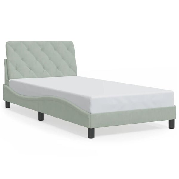 vidaXL Cadre de lit avec LED sans matelas Gris clair 100x200 cm Velours