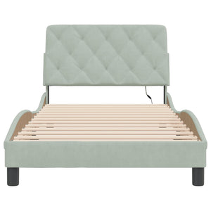 vidaXL Cadre de lit avec LED sans matelas Gris clair 100x200 cm Velours