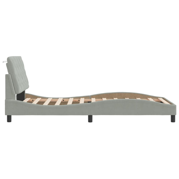 vidaXL Cadre de lit avec LED sans matelas Gris clair 100x200 cm Velours