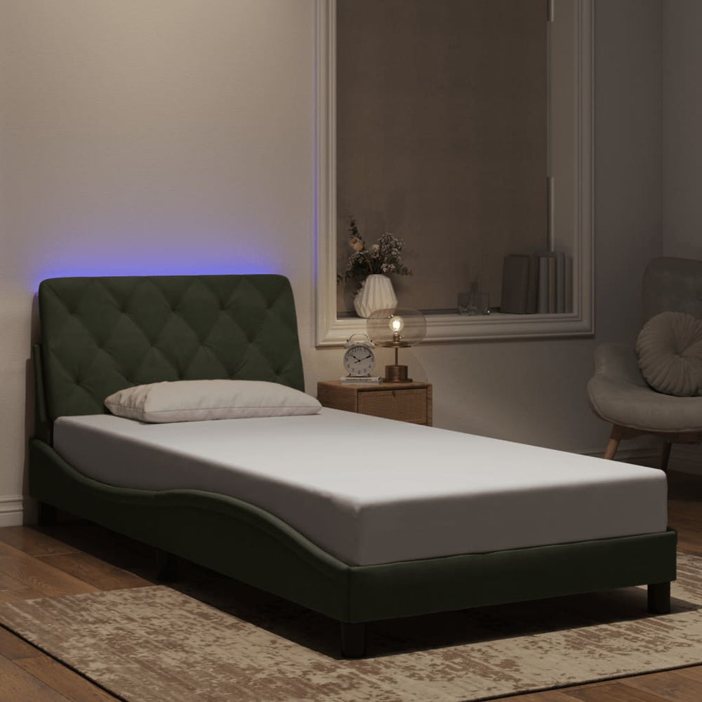 vidaXL Cadre de lit avec LED sans matelas Gris clair 100x200 cm Velours