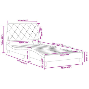 Bettgestell mit LED Dunkelgrau 100x200 cm Samt