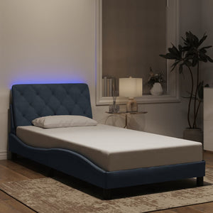 Bettgestell mit LED Dunkelgrau 100x200 cm Samt