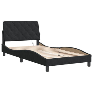 vidaXL Cadre de lit avec LED sans matelas Velours noir 100x200 cm